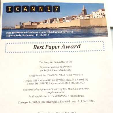 Best Paper Award ICANN17